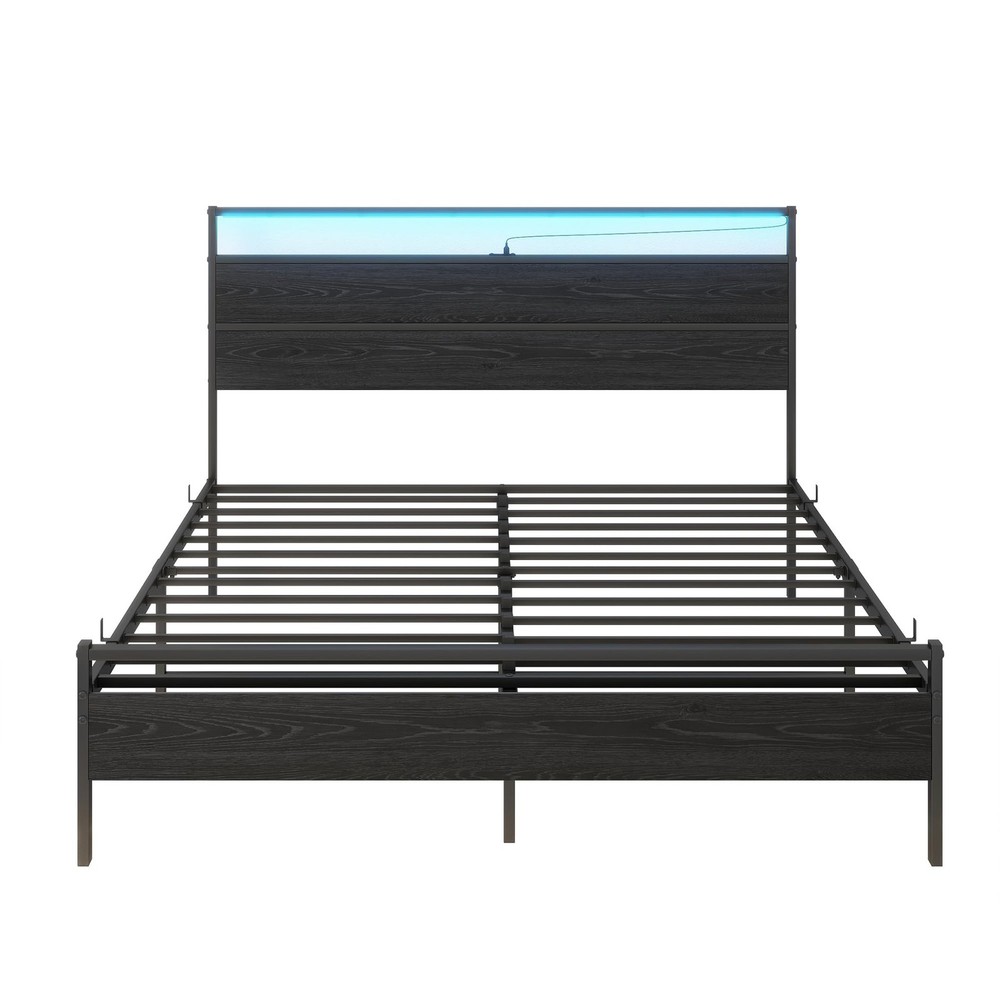 BOFENG Queen Bed Frame,Queen Size Metal Platform Bed Frame with Storage & LED...