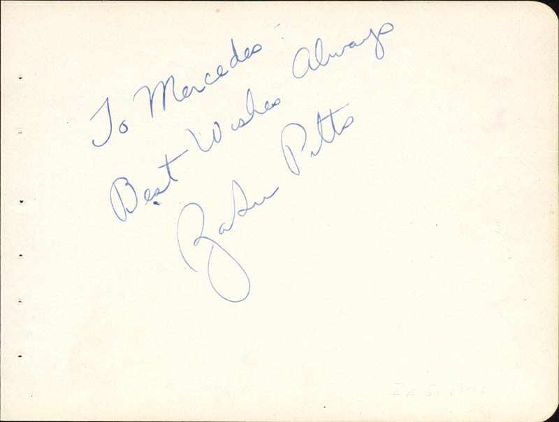 ZASU PITTS - AUTOGRAPH NOTE SIGNED