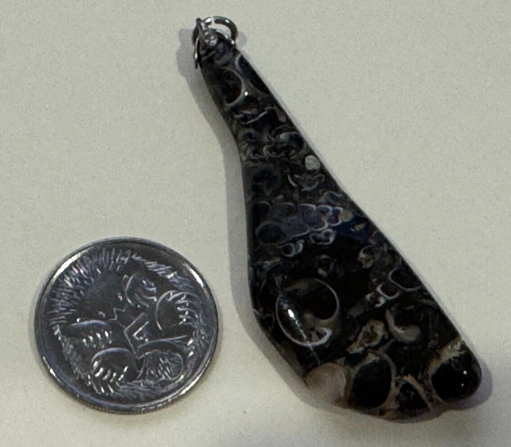 Vintage Turritella Agate Stone Pendant