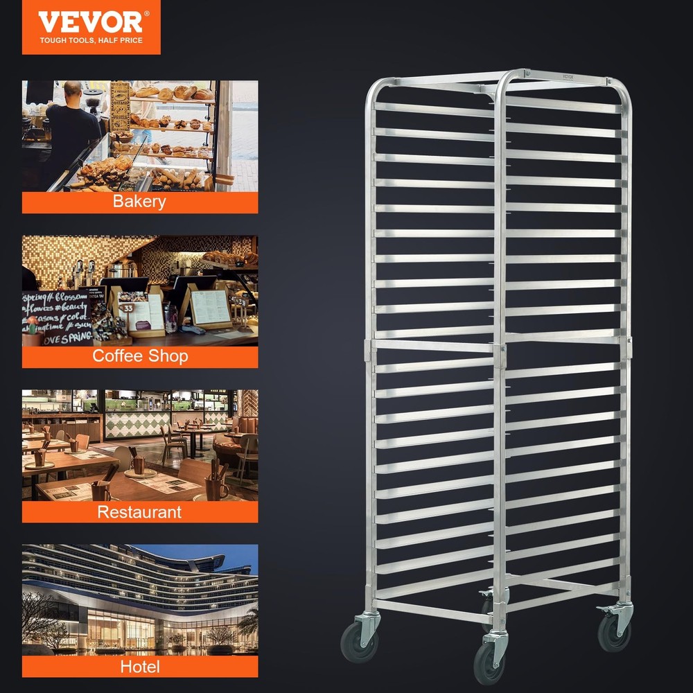 20 Tier Silver Bakery Rack Commercial Bun Pan Storage Durable Easy Assembly