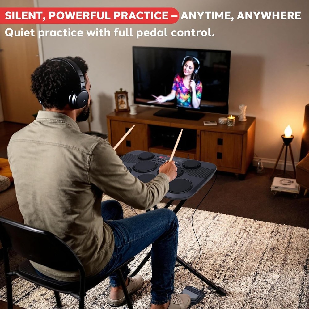 Pyle Electronic Tabletop Digital Drum Set Black (Open Box)