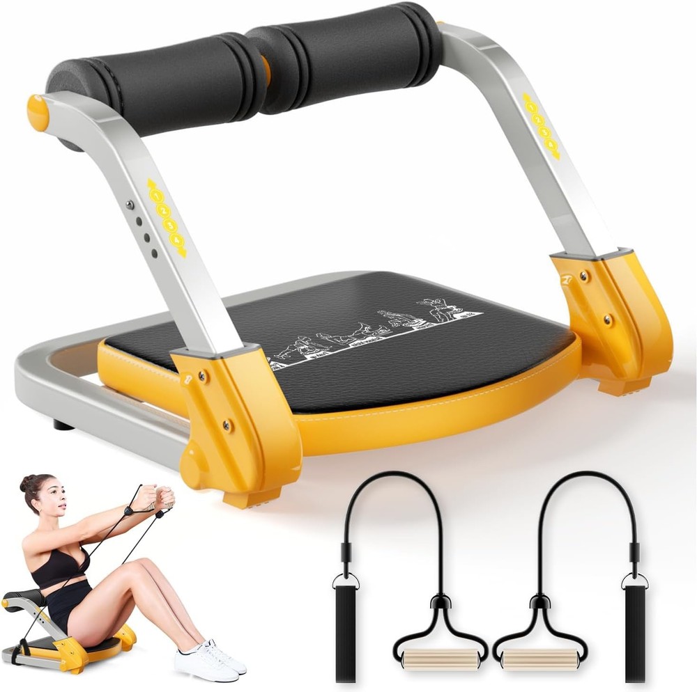Ab Trainer/Crunch Machine, Ab Workout Equipment, 4 Adjustable Resistance, Sit...