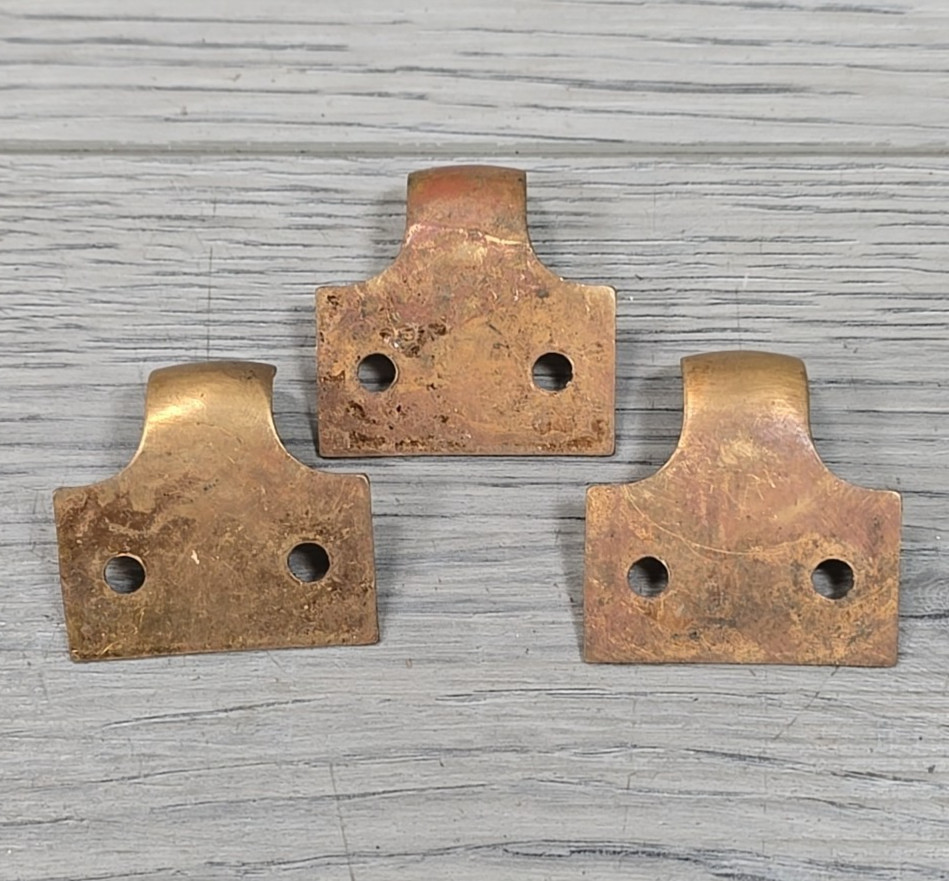 Antique-Style Solid Brass Sash Lifts: Hook Finger Pulls, 3-Piece Set