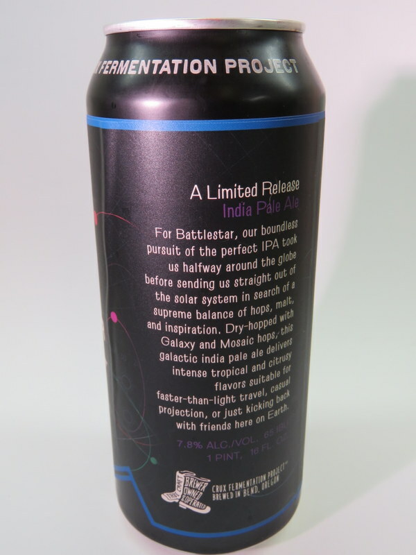 Craft BEER Empty Can: CRUX Fermentation Project Brewing Battlestar IPA ~ Bend OR