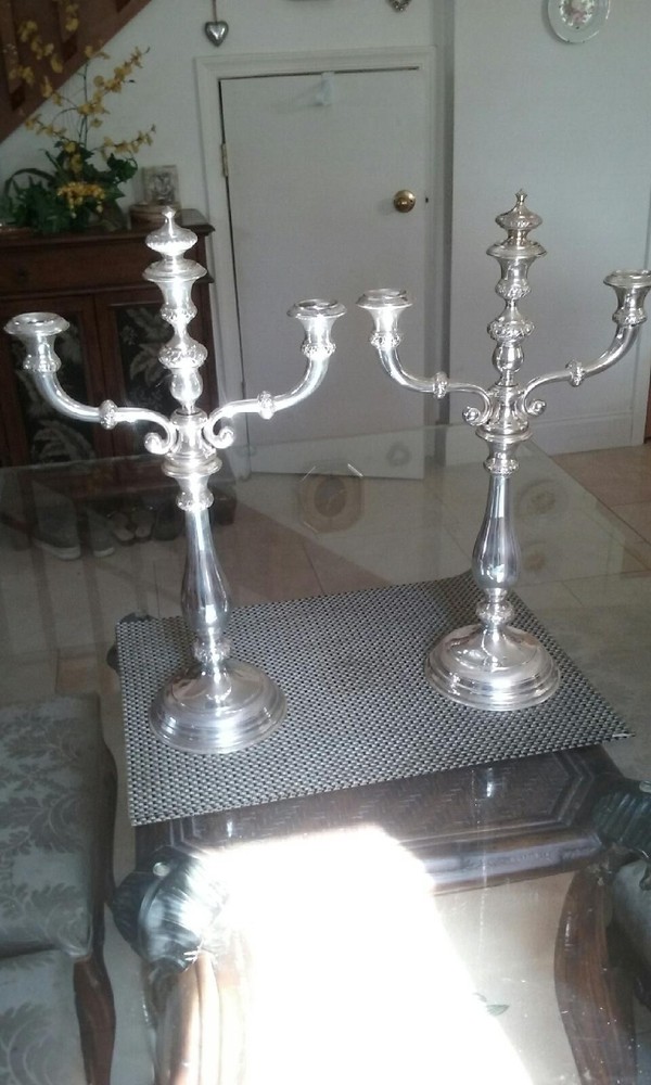 ANTIQUE STERLING SILVER CANDLESTICKS - VIENNA AUSTRIA