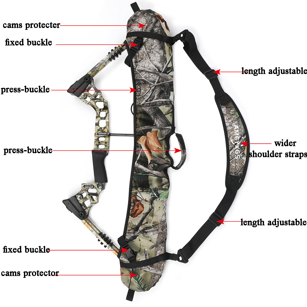 Compound Bow Sling Bag Cams Protector Strap Holder Case Shoulder Archery Hunting