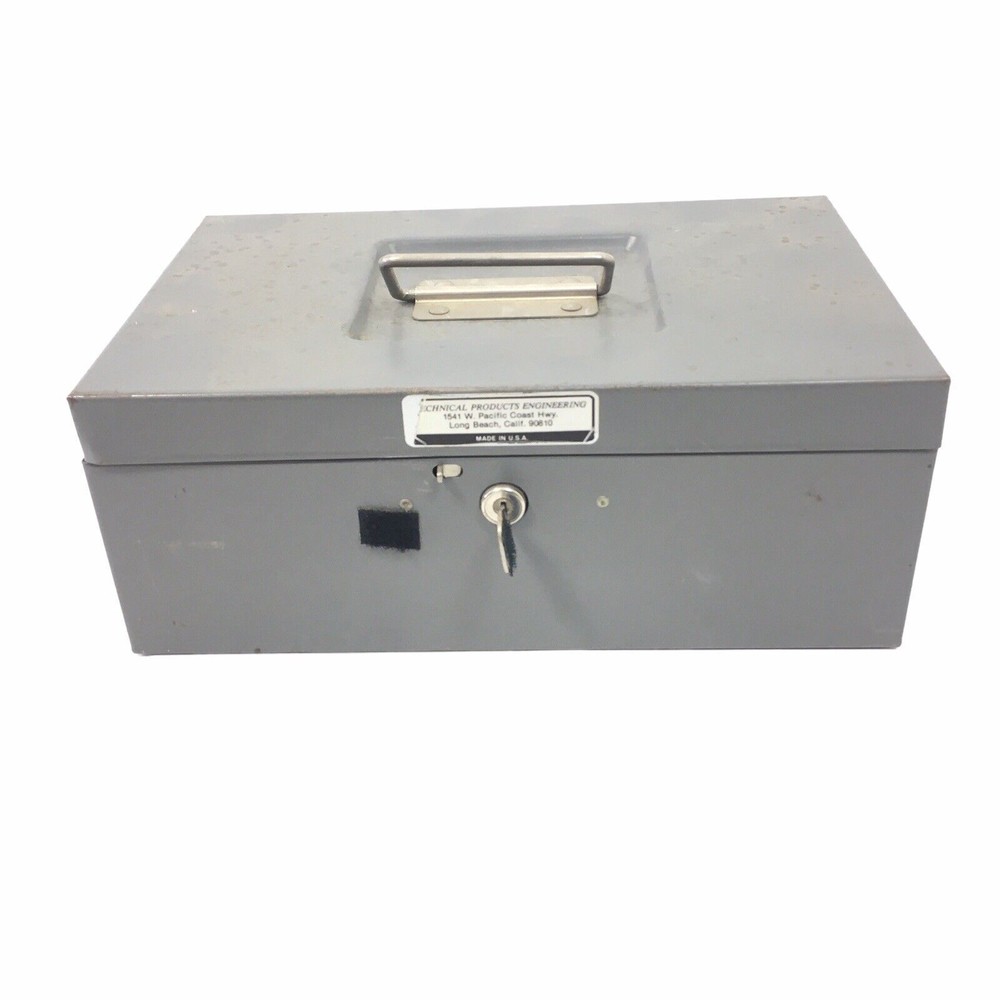 Vintage Technical Products Engineering Cash Box With Key