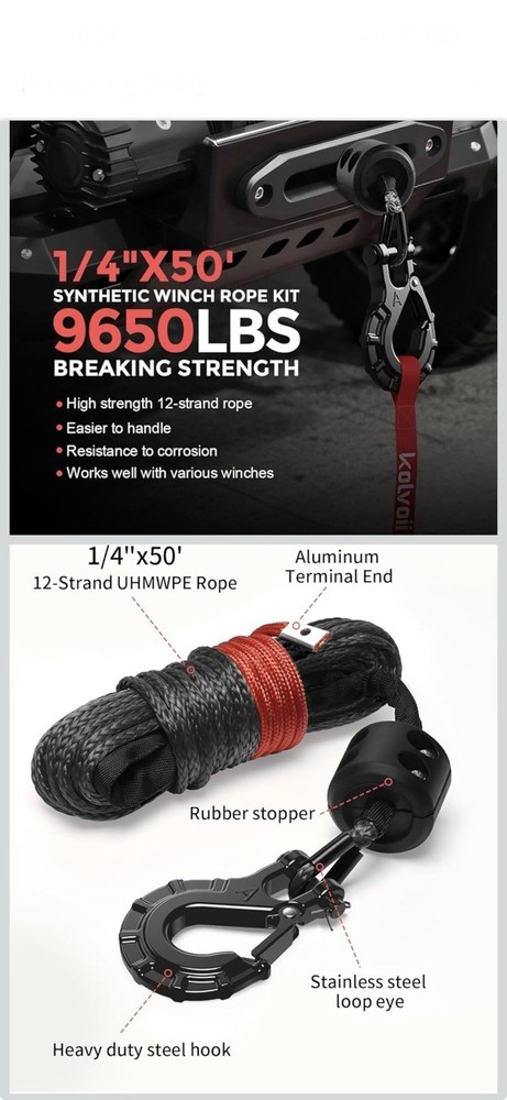 Synthetic Winch Rope Kit