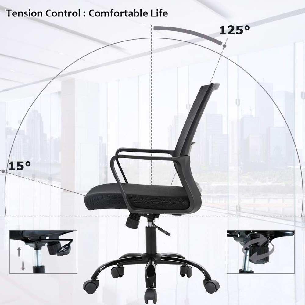 Swivel Rolling Computer Chair Executive Lumbar Support Task Mesh Chair Adjust...