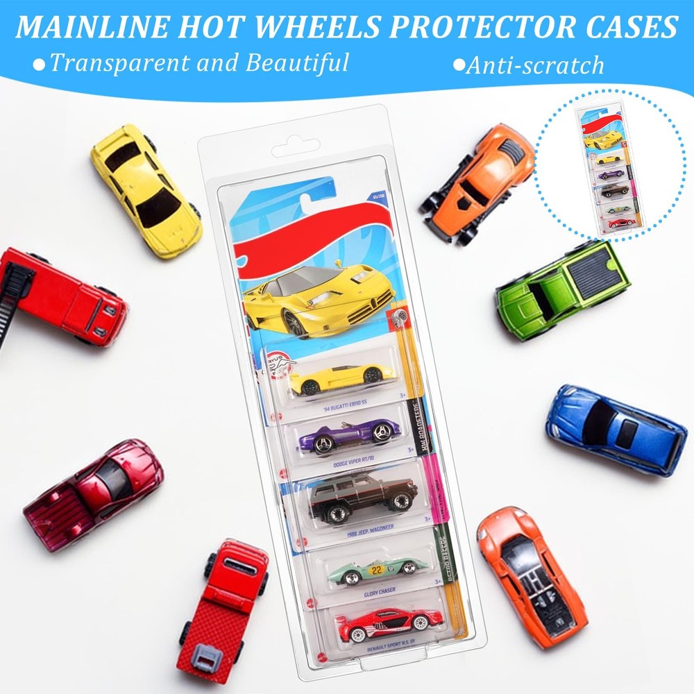 6 Pack 5 Separate Car Protector Case for Hot Wheels Mainline,Protector Packs