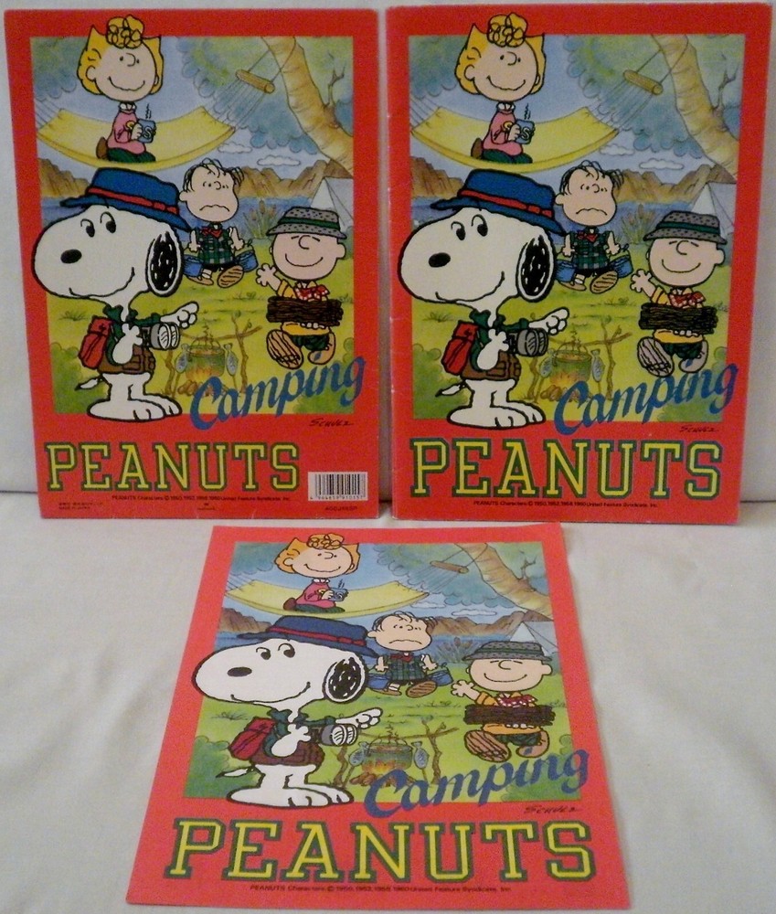 Hallmark Peanuts Camping Lined Stationery Booklet + Extra Sheets & Holder