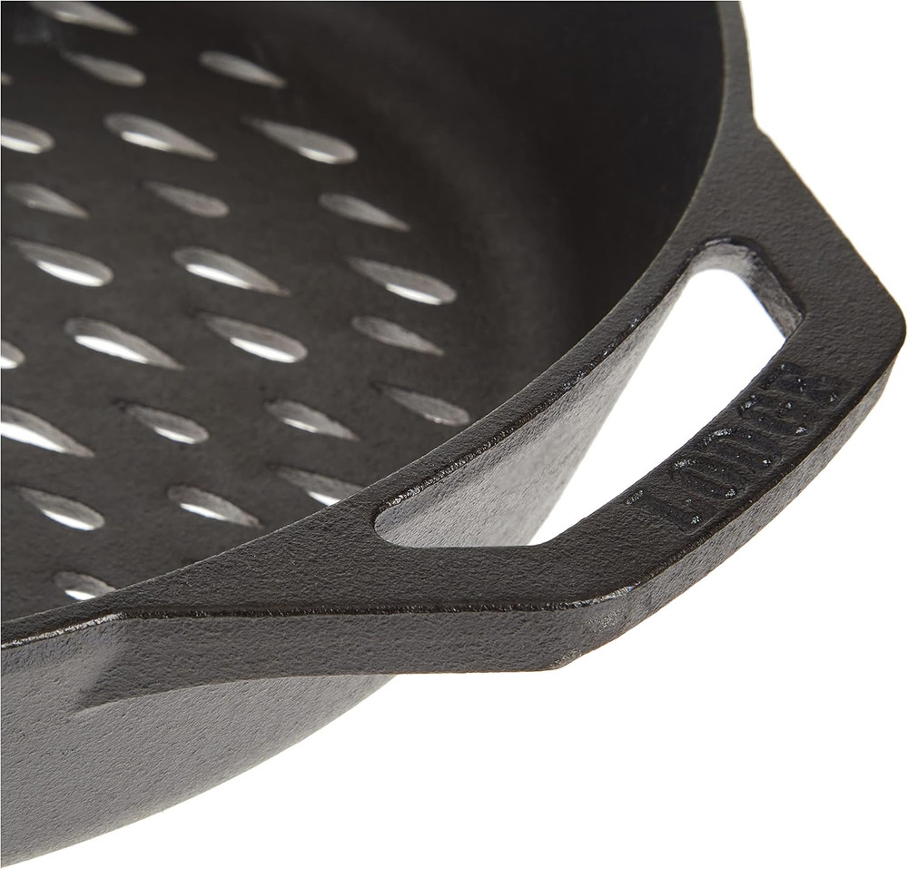 12" Cast Iron Dual Handle Grill Basket, Black