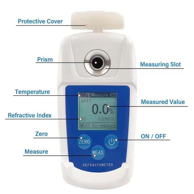 Backlight Digital Refractometer Battery Powered 0-55% for Sugar Sugar Testing