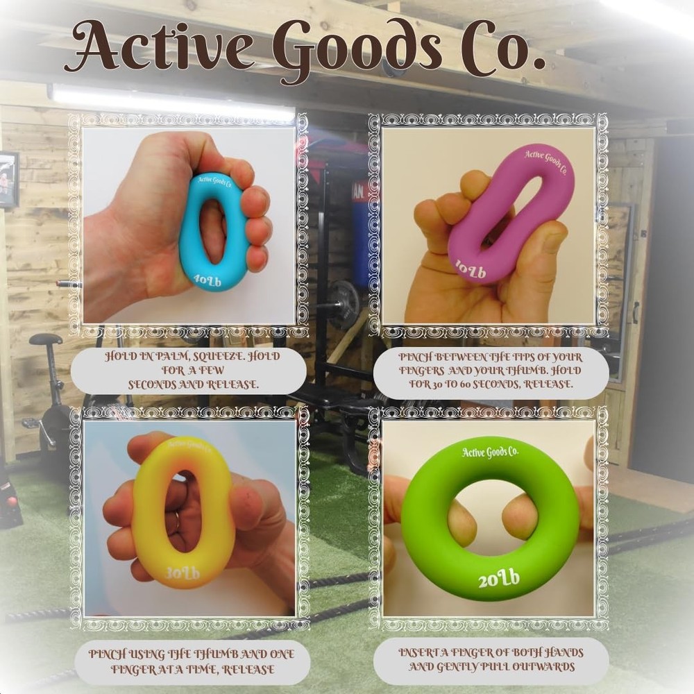 Hand & Forearm Exerciser - Single ring or Set, Resistance 10-120Lb, Diameter ...