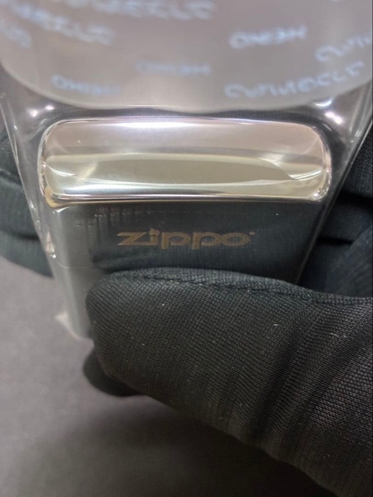 Zippo Fire Etching Engraved Silver One Sided Processing Lighter Regular Japan