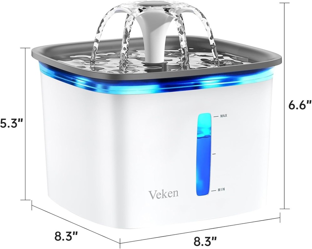 Innovative 2.8L Automatic Pet Water Fountain with Adjustable LED Light – Grey