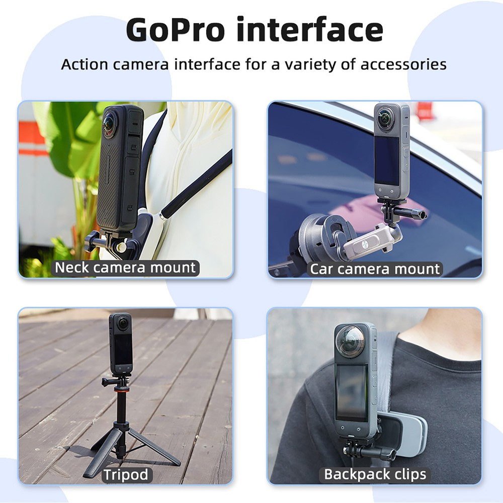 For Insta360 X4 Camera Foldable Quick Release Adapter Mount Accessory Black