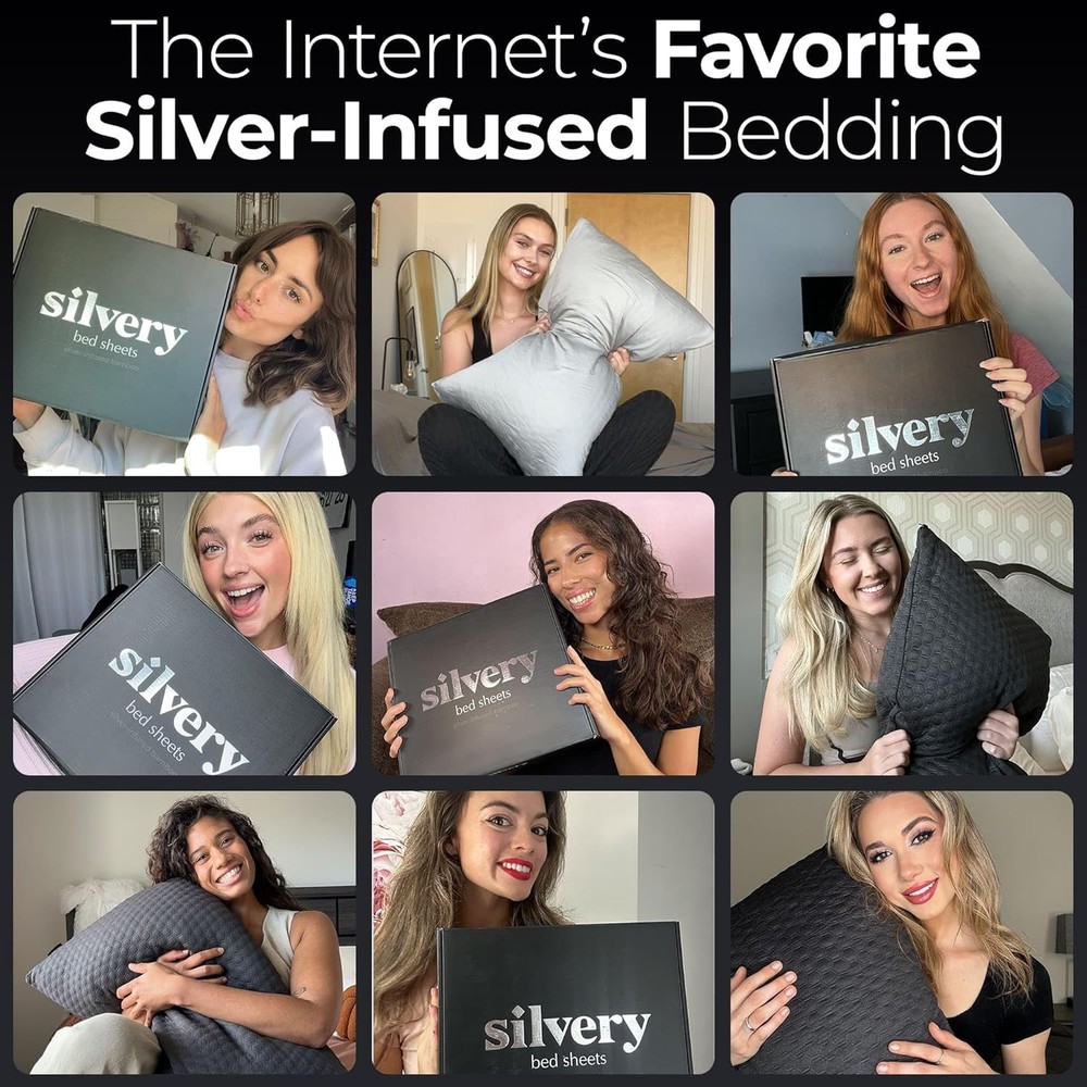 Microfiber Bed Sheets Queen Silver Infused Self Cleaning Technology Silvery