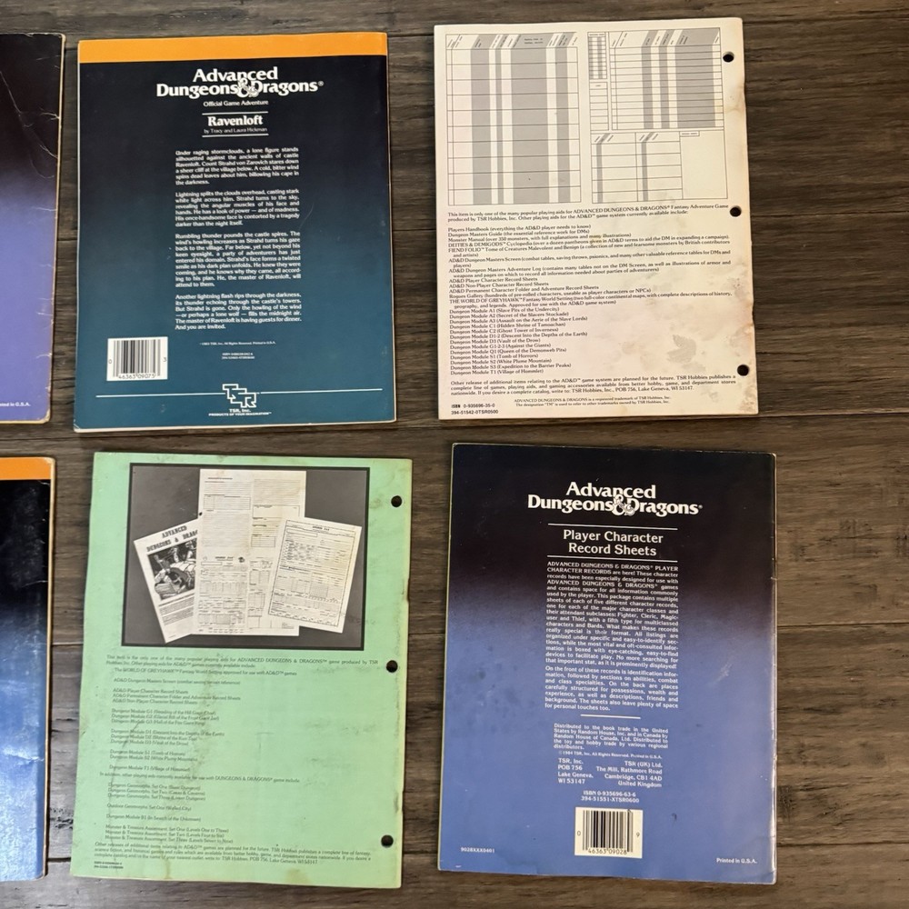 Advanced Dungeons & Dragons Player Character Record Sheets TSR 1984 I2 I3 I4 I6