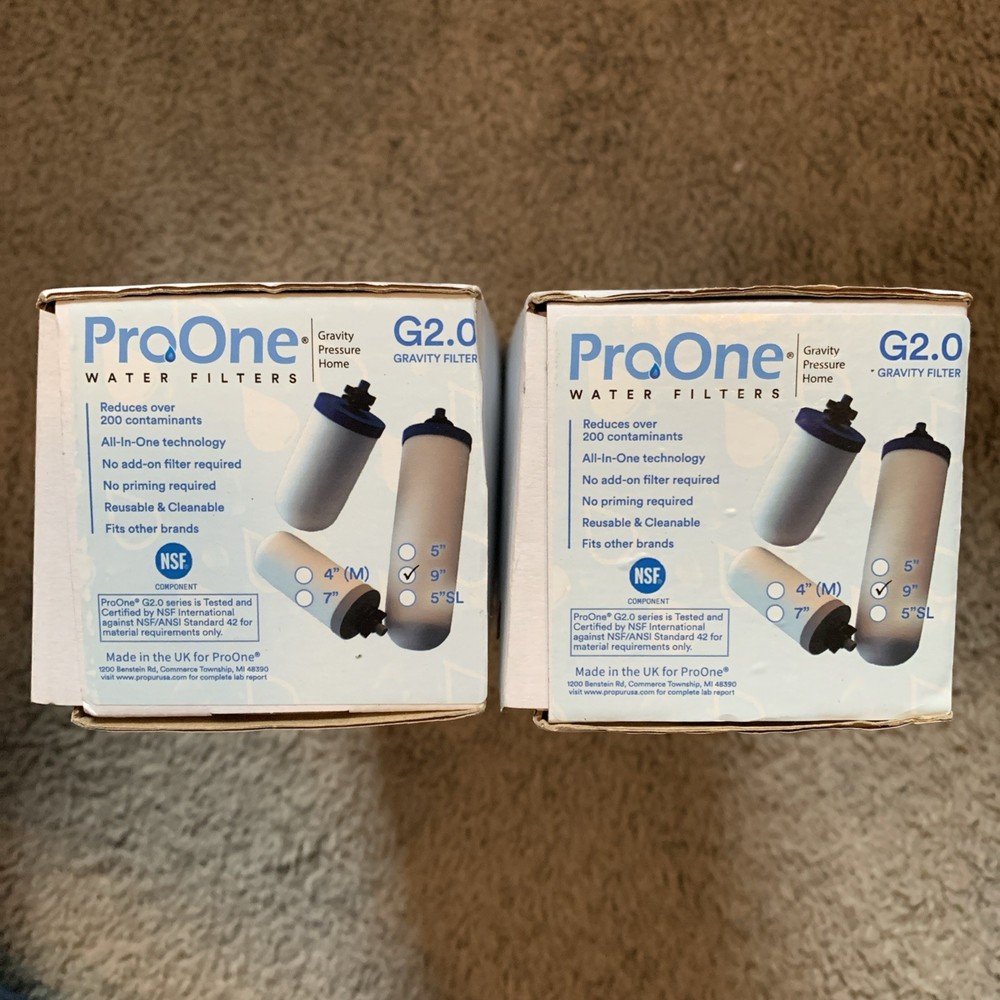 2 Pack | ProOne G2.0 Gravity Water Filter 9" NSF Certified