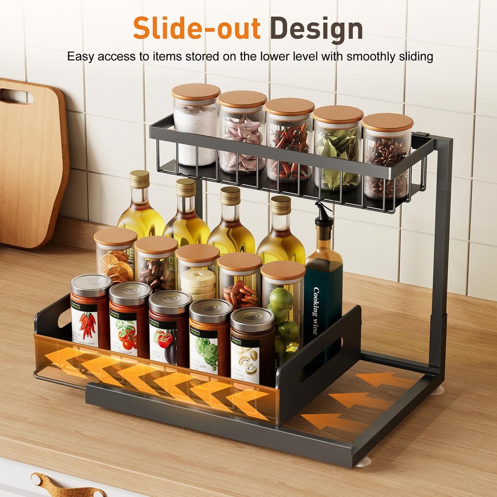 Under Sink Organizer 2 Packmetal Pull Out Cabinet Organizer Shelfkitchen Bathroo