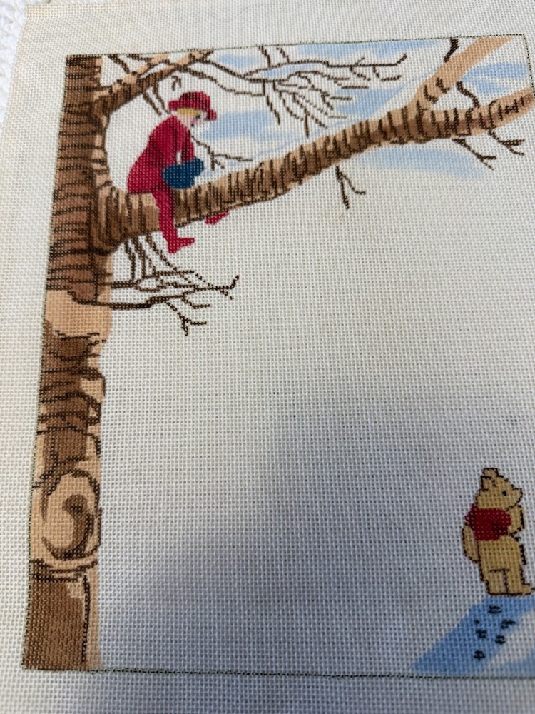 HP NEEDLEPOINT CHRISTOPHER ROBIN IN A TREE