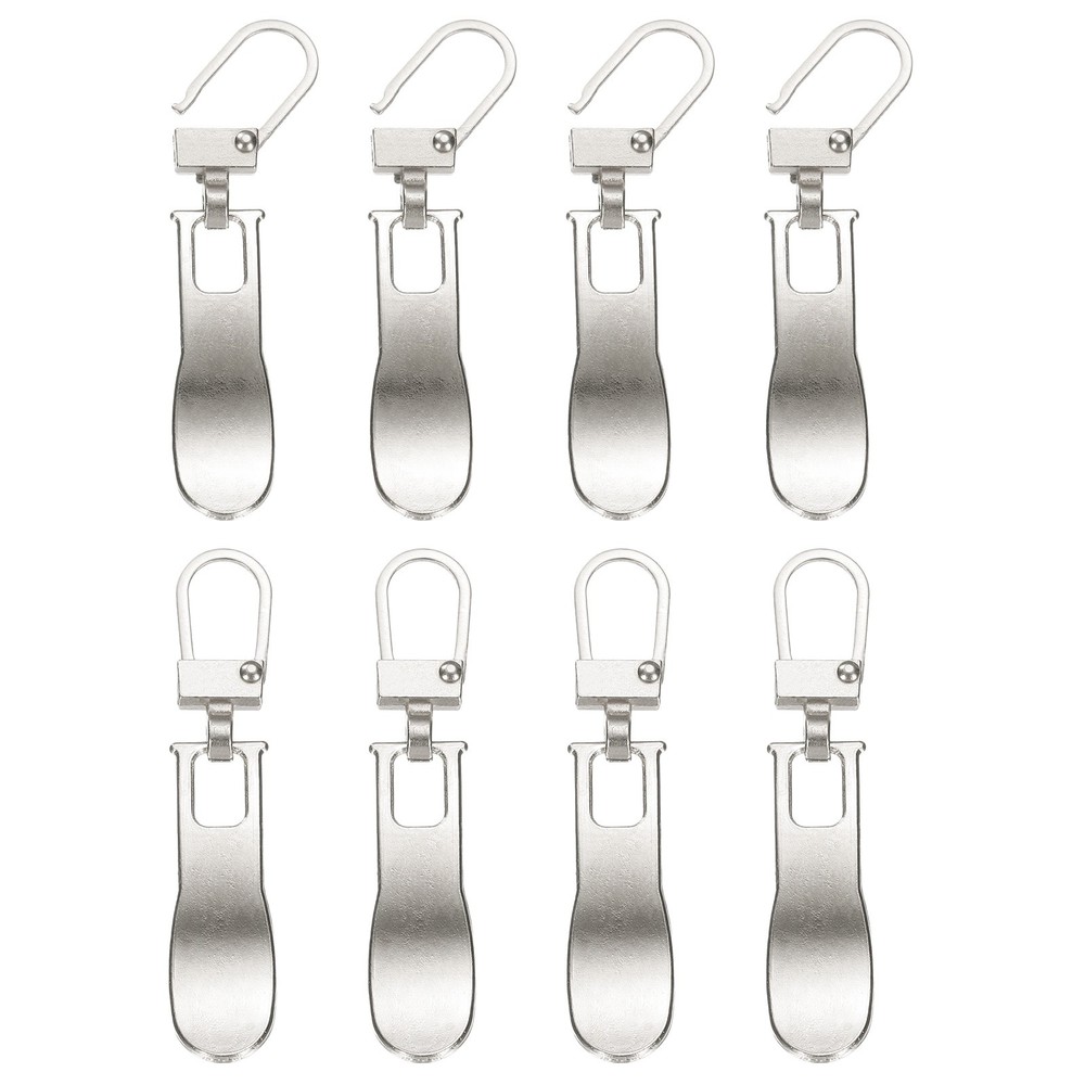 8Pcs Zipper Pull Replacement, Wave Detachable Tiny Zipper Slider, Silver