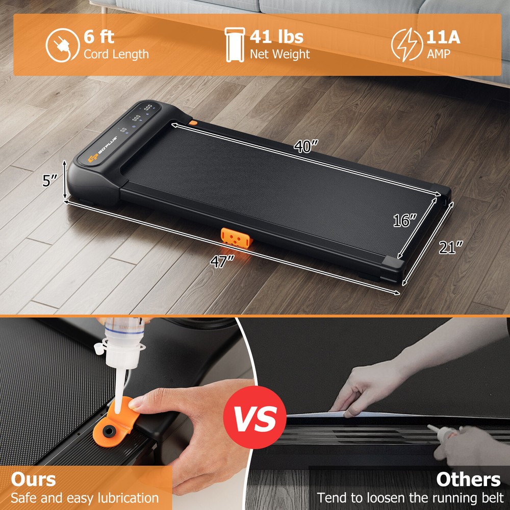 2-in-1 Walking Pad Treadmill Compact Walking Jogging Machine for Home Office