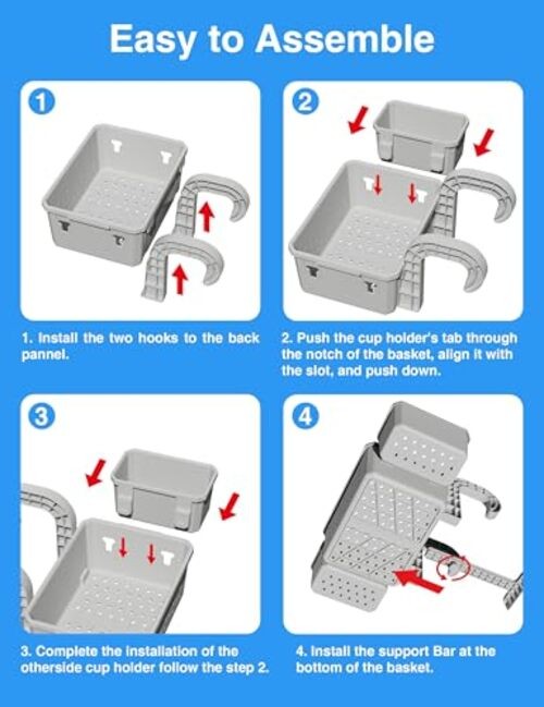Poolside Storage Basket with 2 Cup Holders, Stretchable Above Ground 1 Pack