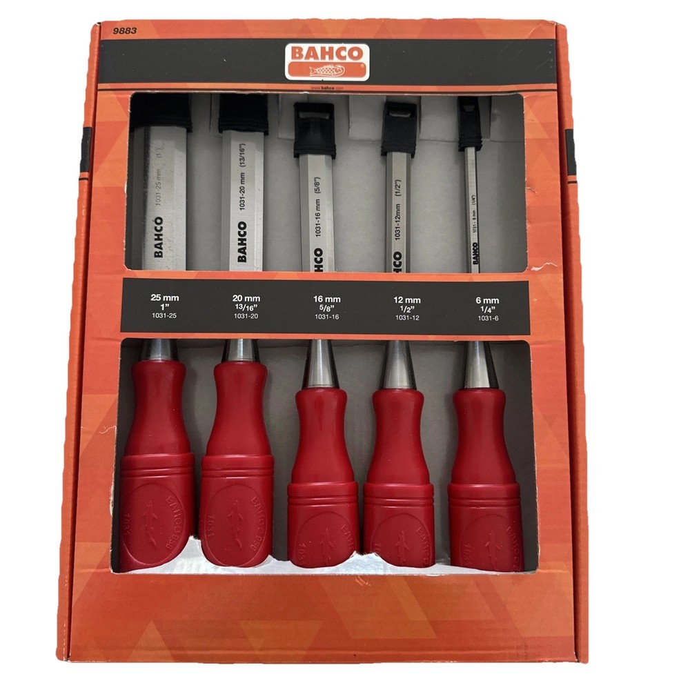 Bahco 9883 Wood Chisel Set with Polypropylene Handle 5 Piece New