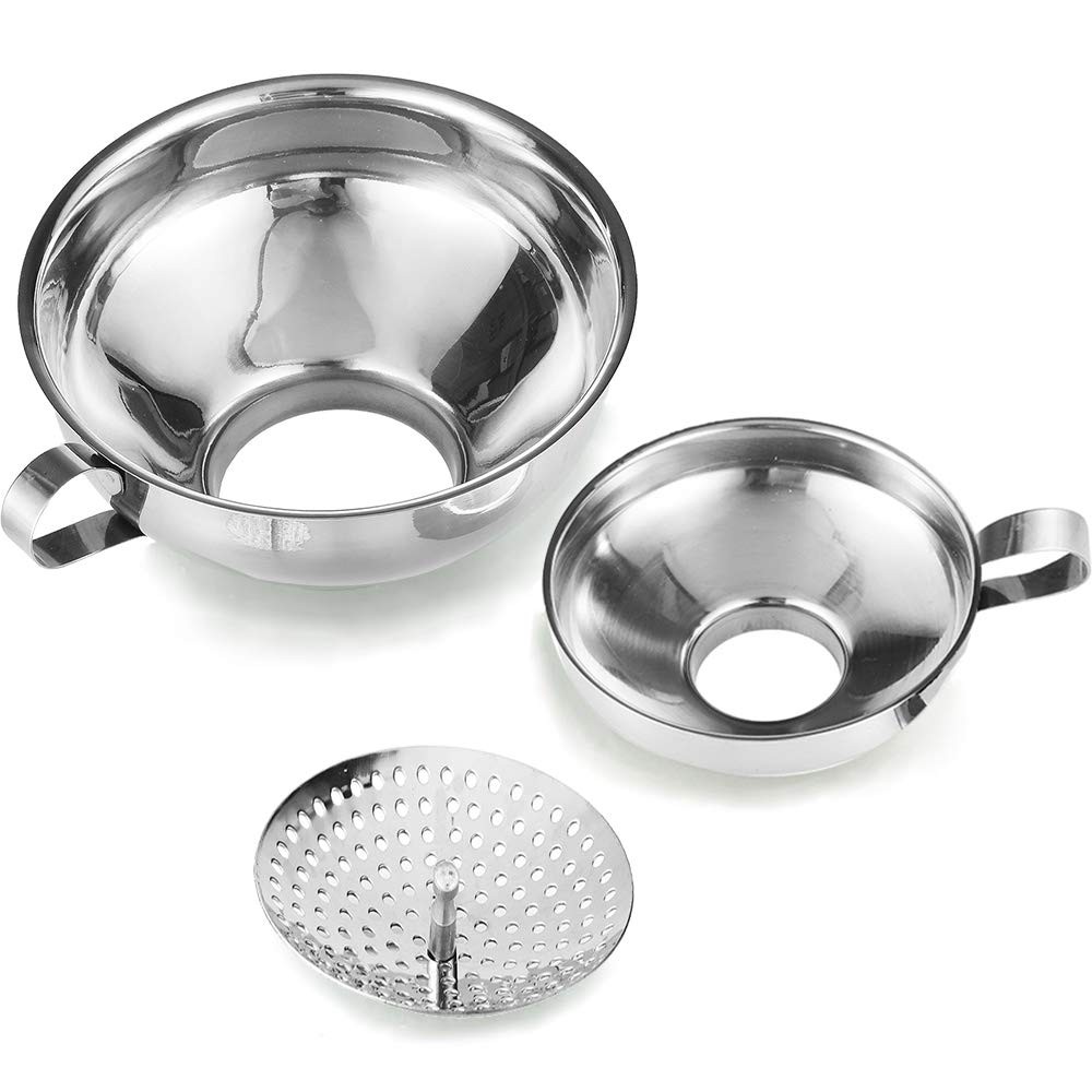 Canning Funnel Set with Strainer for Mason Jars  Stainless Steel 3 Pack