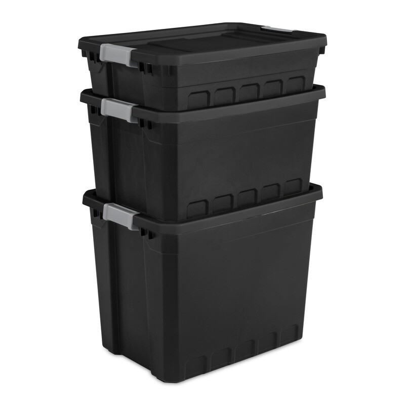 10 Gallon Stackable Storage Bins W/ Latch Lid Durable Plastic Tote 6 Count Box