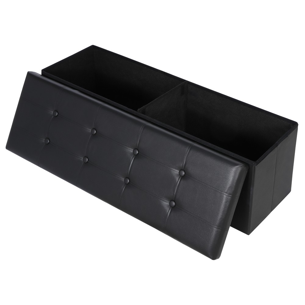 Storage Ottoman Bench Fire Water Resistant Storage Chest Foot Rest Stool Black