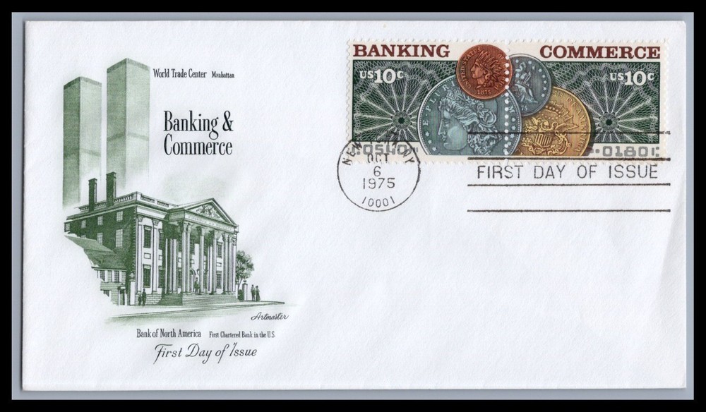 US FDC # 1577-1578 10c Banking & Commerce Pair Artmaster  1975, 9e920