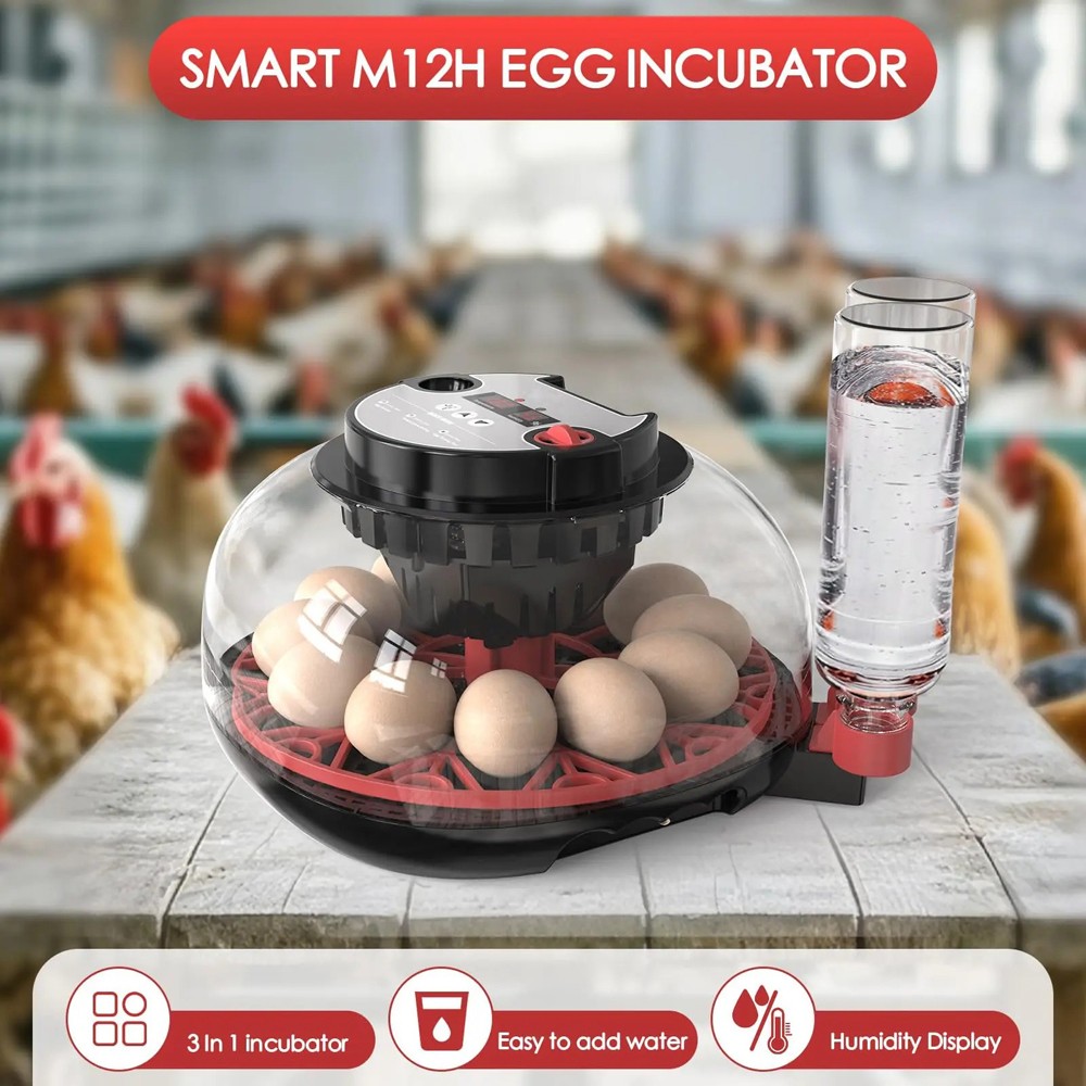 12 Eggs Incubator Automatic Turning Chicken Hatcher Incubators for Egg Hatching