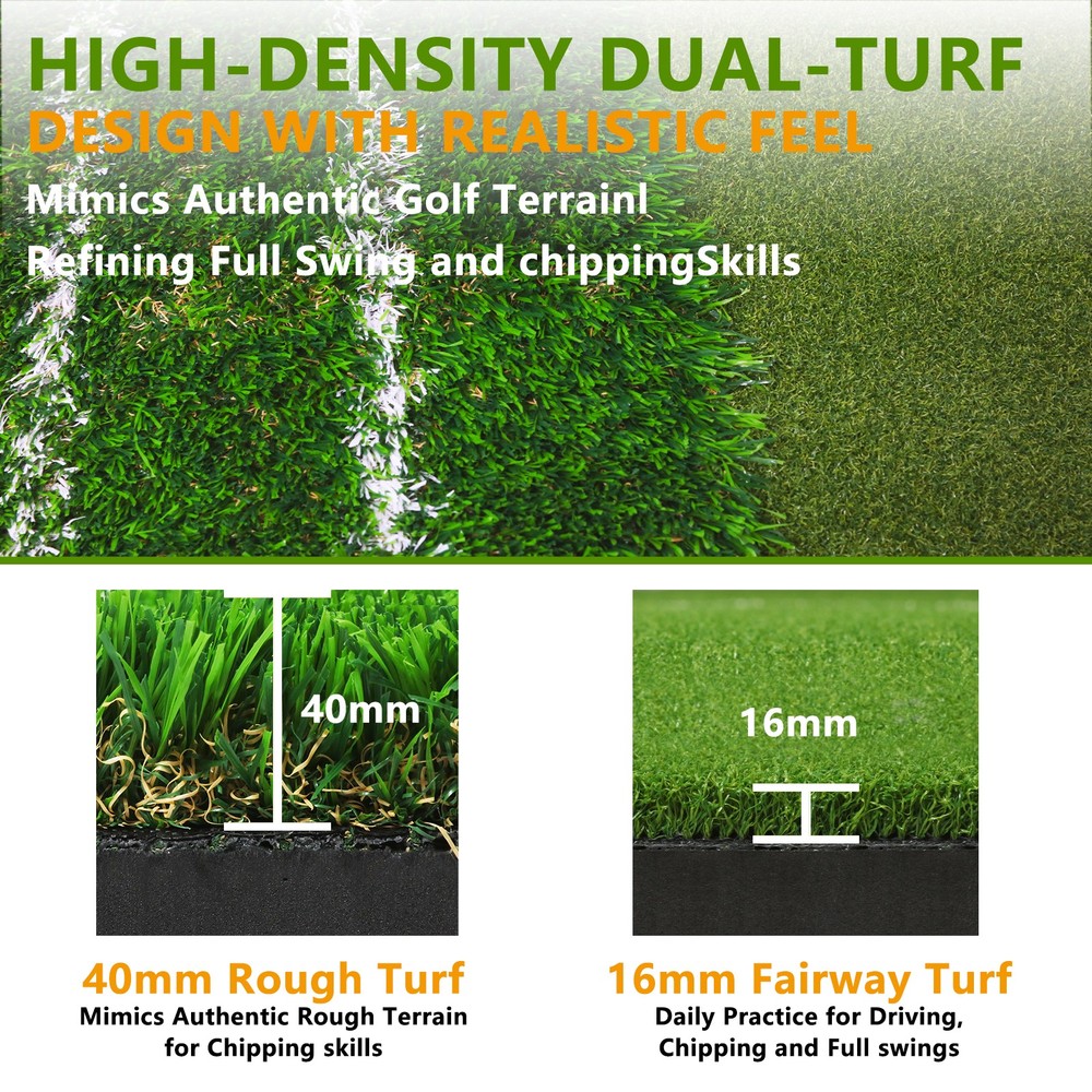 5x4ft Golf Mat -Dual-Turf Golf Hitting Mat with Alignment Lines