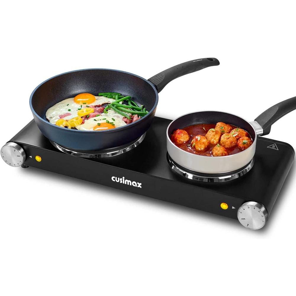 Double Hot Plates Electric Burner 1800W with Adjustable Temperature Control