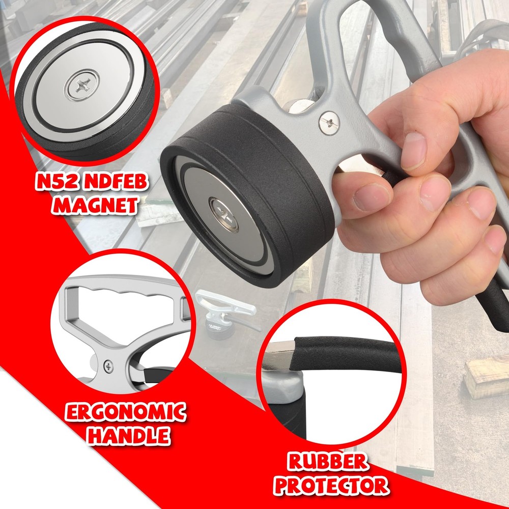 2-Pack Strong Magnetic Pickup Tool with Quick Release Ergonomic Handle for Metal