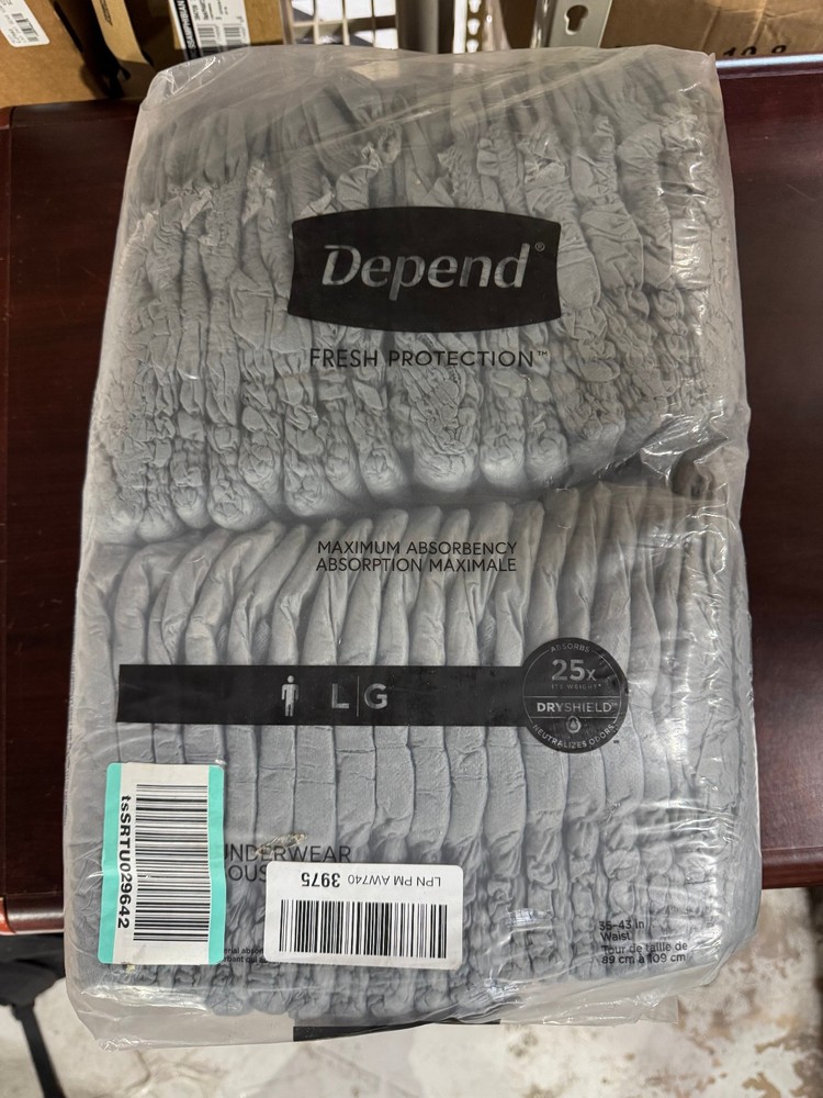 Depend Mens Underwear - Grey - Large 36 Pack
