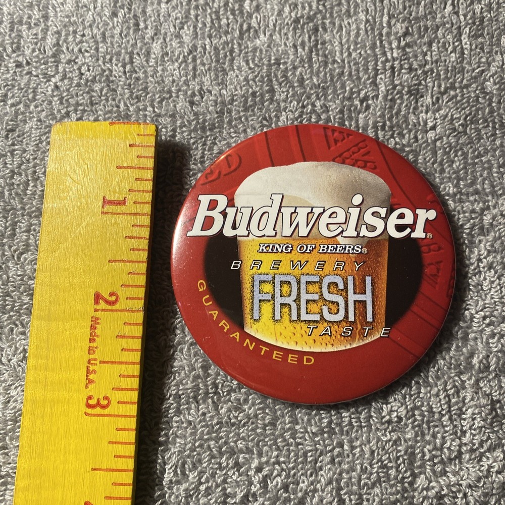 Budweiser Beer Fresh Brewery Pinback Button Free Ship 01