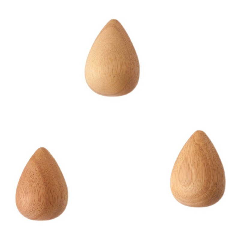 Solid Wood Water Drop Coat Hook Coat Hook Wall Free Punching Cloth Hook Viscose