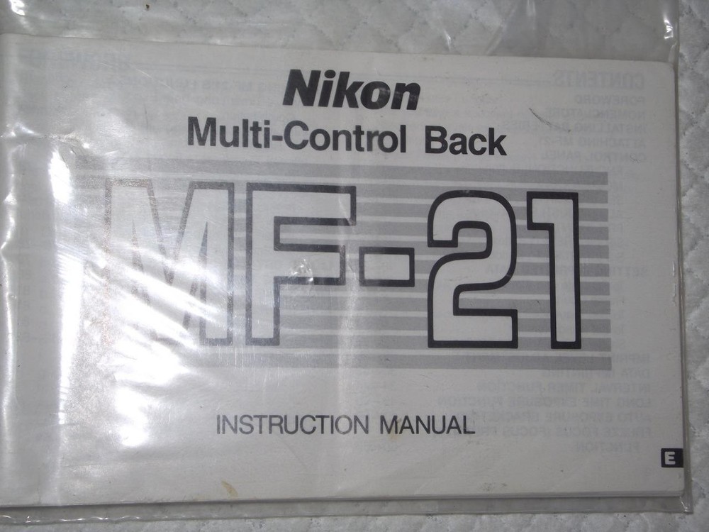 ORIGINAL INSTRUCTION MANUAL FOR NIKON MF-21 MULTI-CONTROL BACK