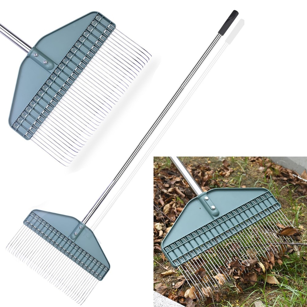 Thatch Rake 66-Inch Adjustable Handle Dethatcher Rake,17-Inch Wide Leaf Rakes...