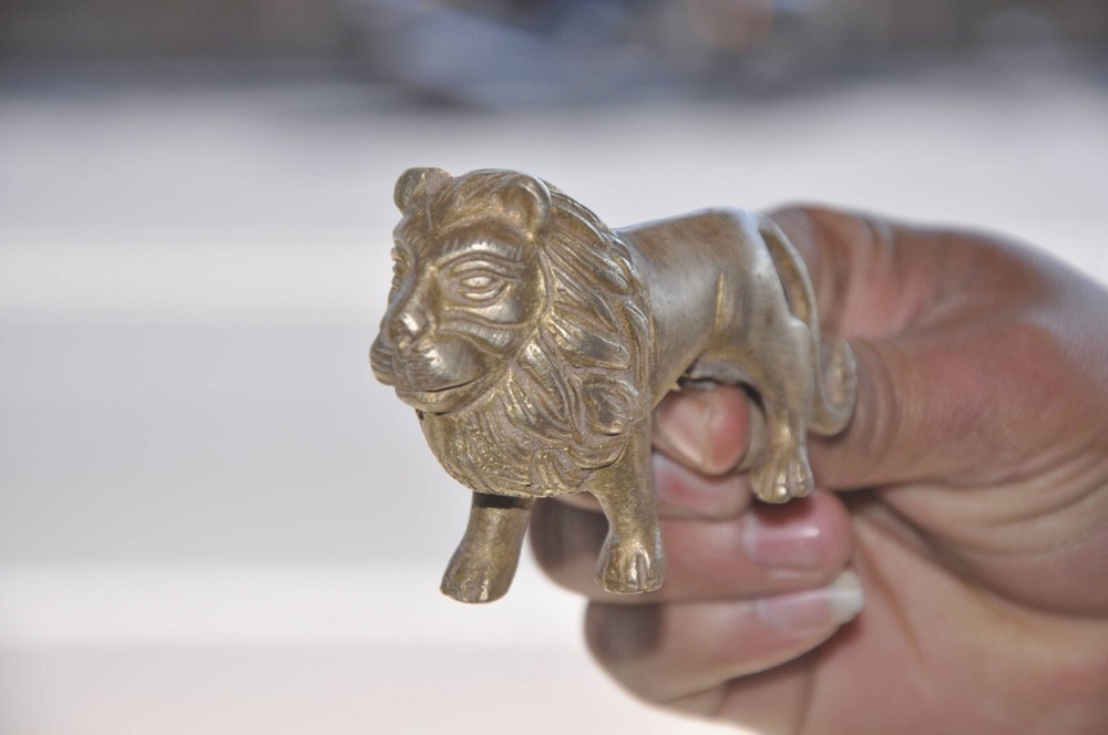 Vintage Brass Handcrafted Engraved Solid Lion Figurine