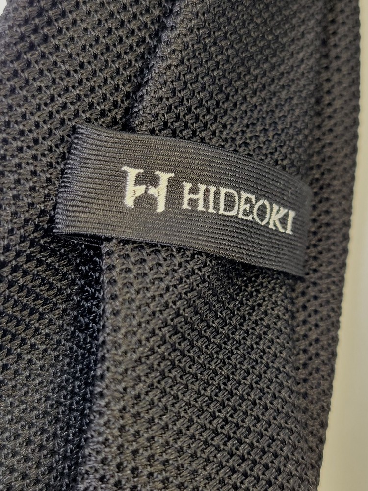 Hideoki Bespoke Men's Tie Black Textured 3"