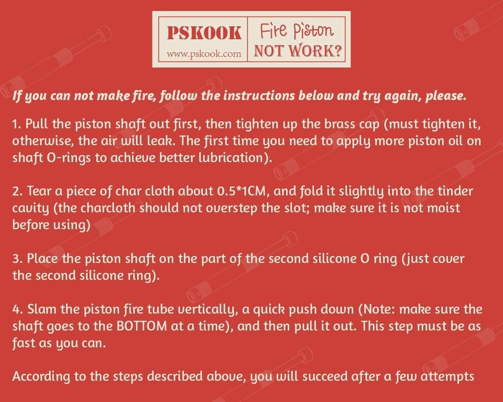 Metal Fire Piston Survival Camping Fire Starter Educational Kit