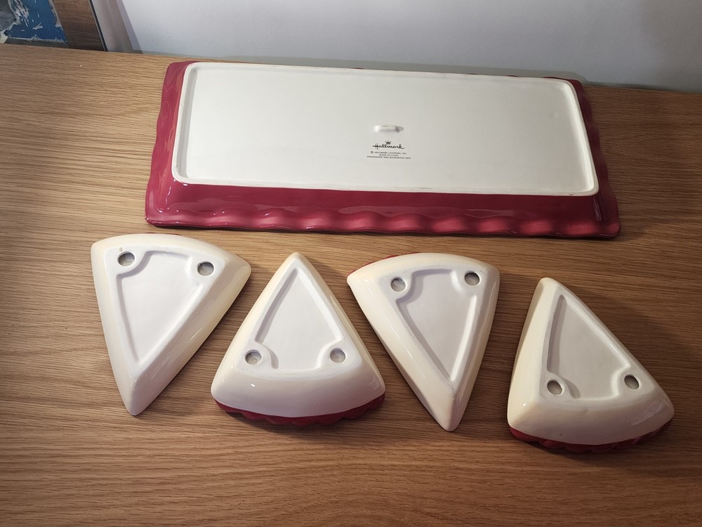 Hallmark Rectangular Serving Set with Pie Shaped Plates EUC 18" X 8.5"