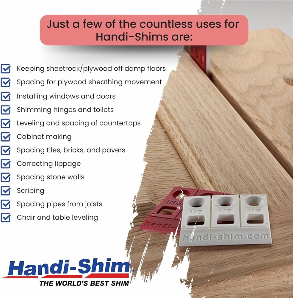 Economical 100 Pack Heavy-Duty Plastic Shims - Reusable, Compression-Resistant