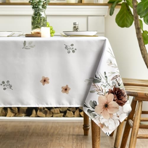 Spring Tablecloth 60×60 Inch Square, Boho 60" x 60" (Square) White