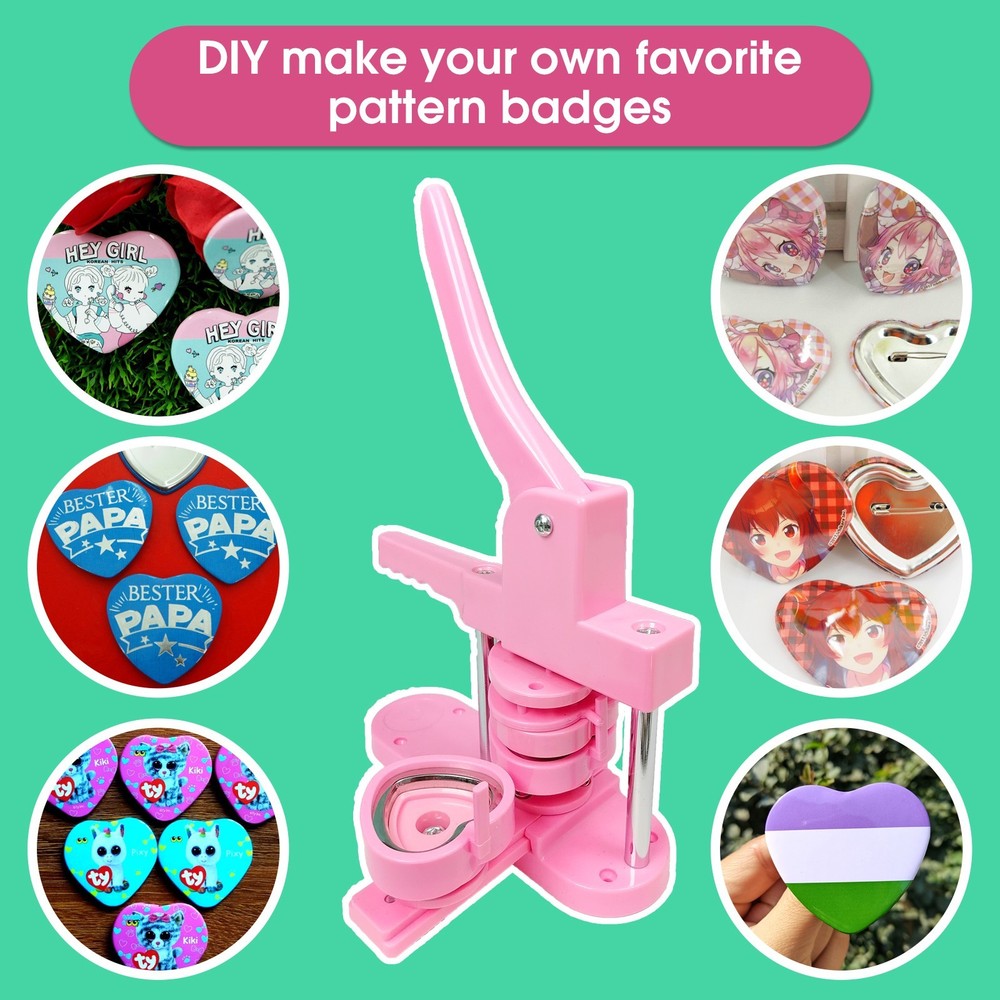 Heart-Shaped Button Maker Machine, DIY Pin Button Maker Press Machine Kit